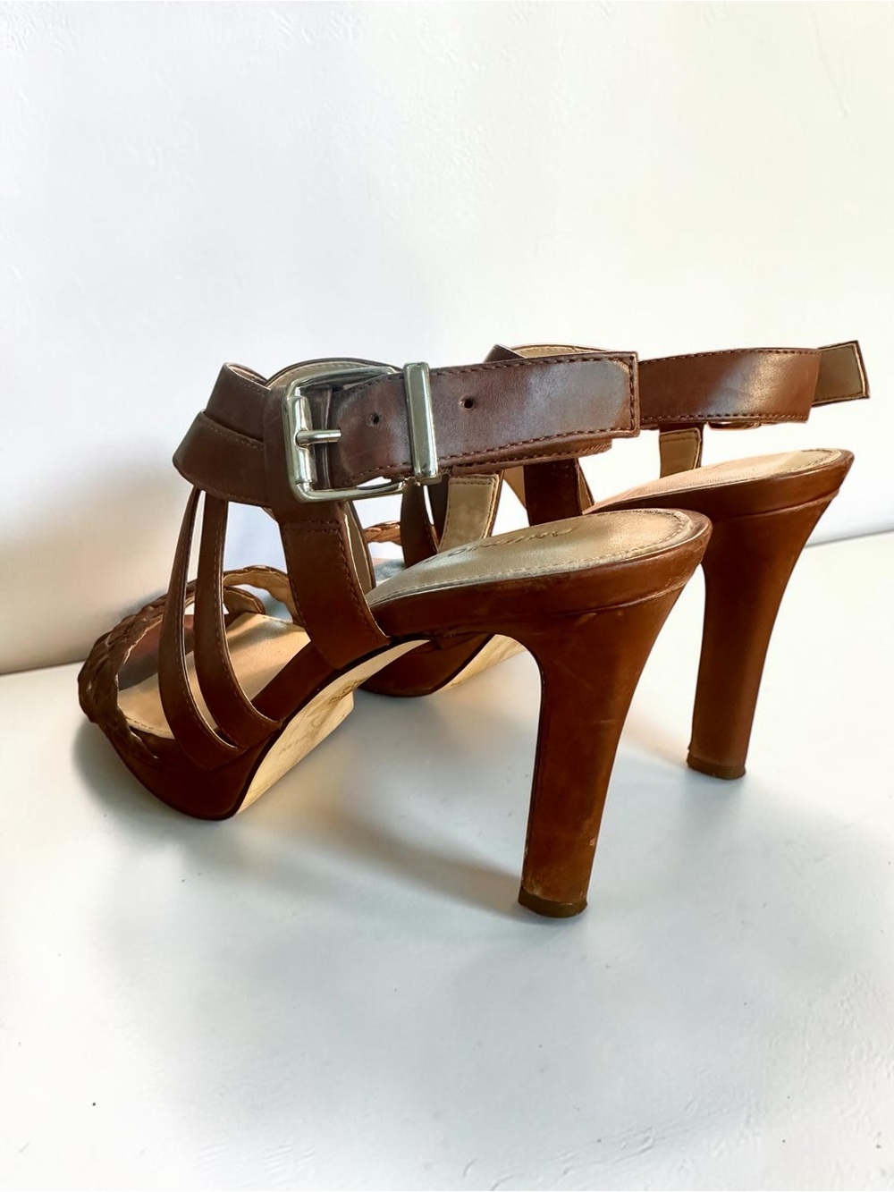 ANTONIO MELANI size 6 Brown Leather Strappy High Heel Sandals